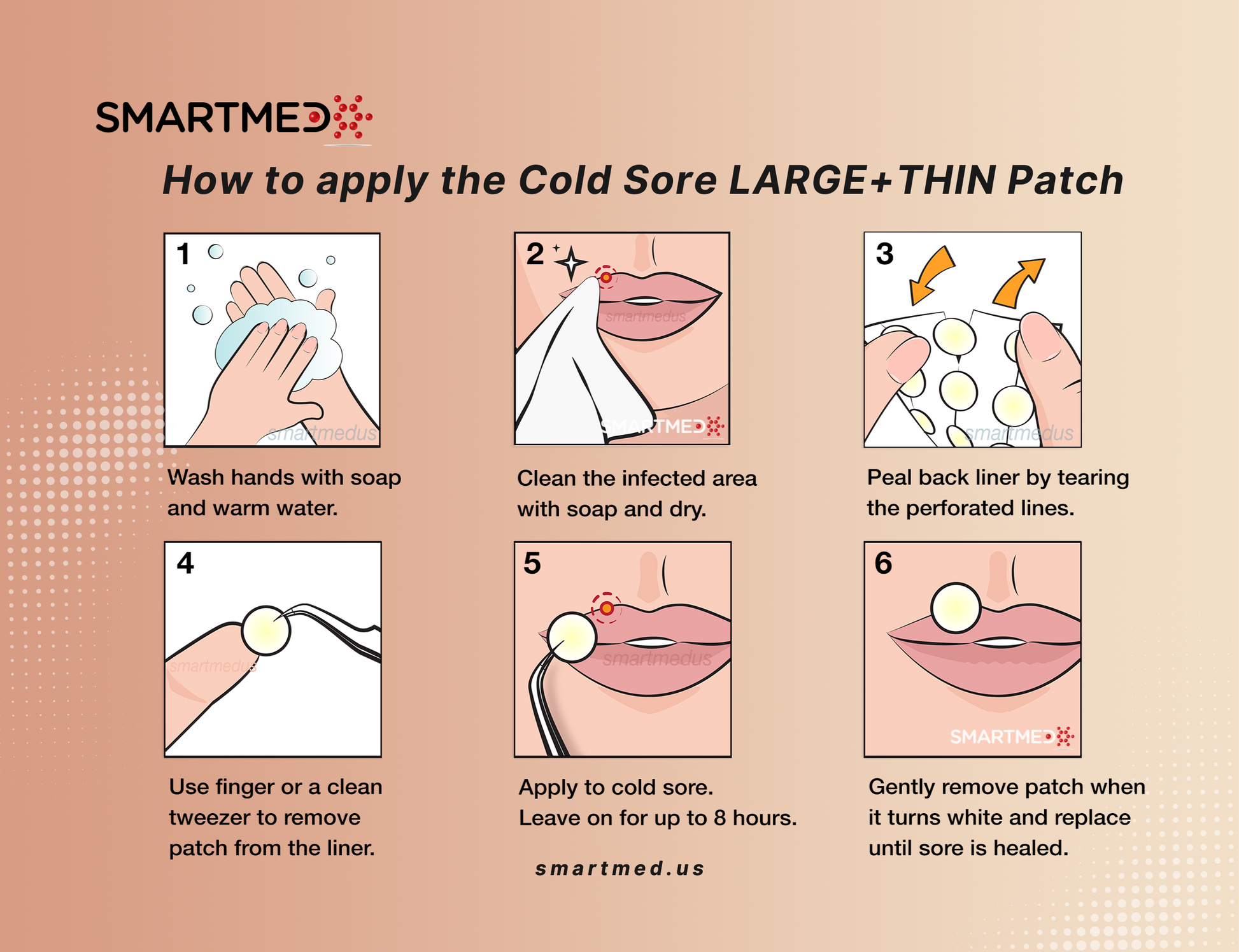 How to apply the Cold Sore Ultra Thin Large Patch Directions