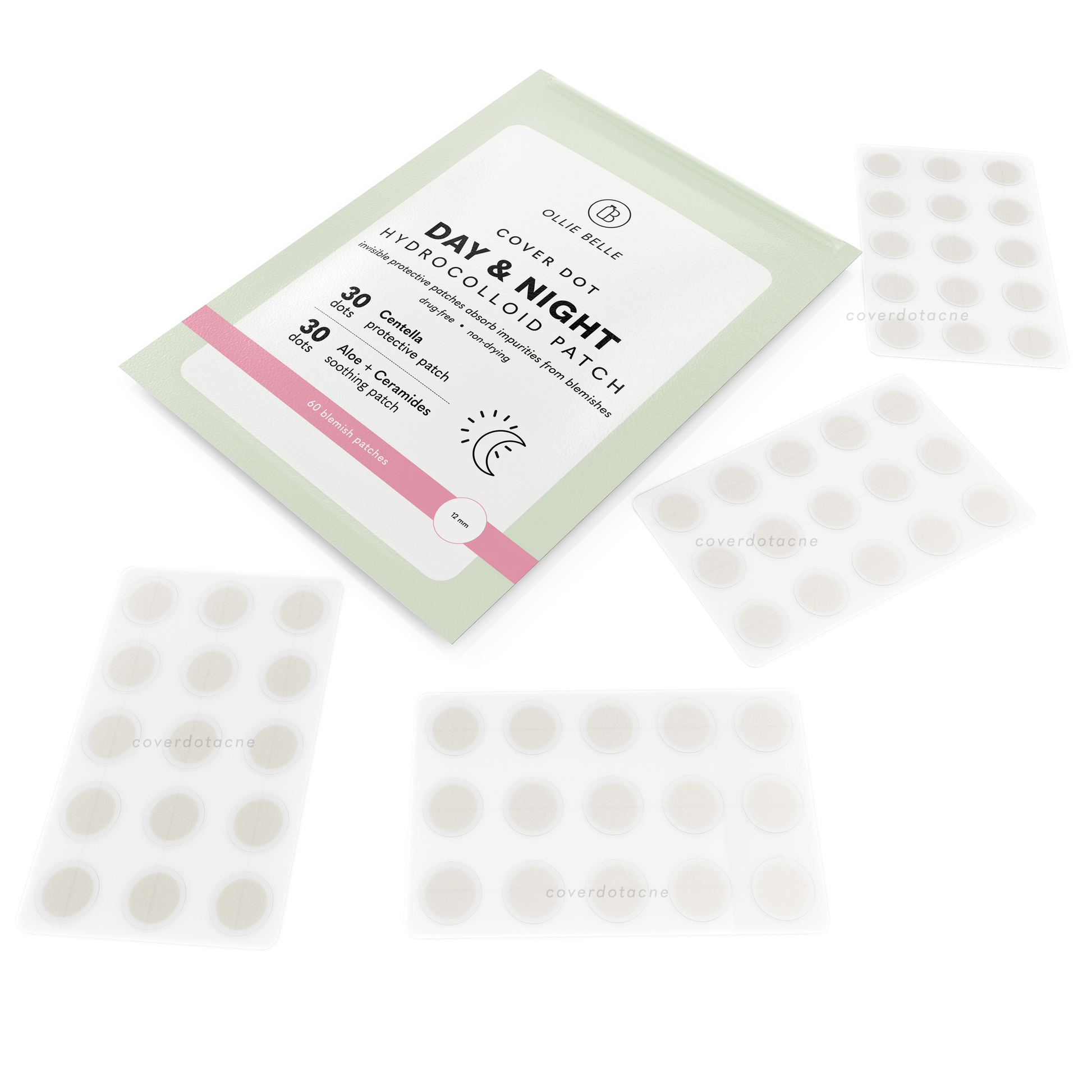Acne Patches Cover Dot Day & Night Hydrocolloid Patch with Aloe & Centella 60 Patches