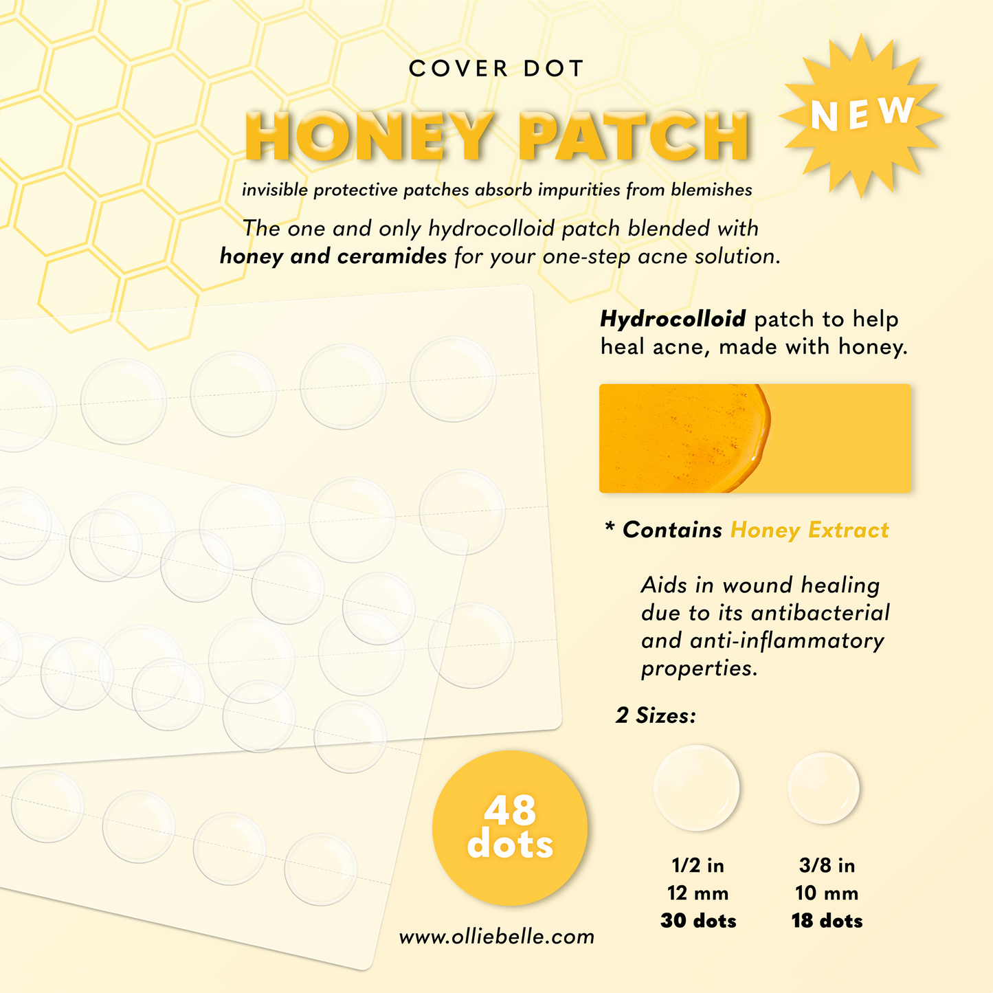 Cover Dot 48 Acne Patch Description 10 mm 12mm Honey Hydrocolloid Anti-bacterial and Anti-inflammatory Patches