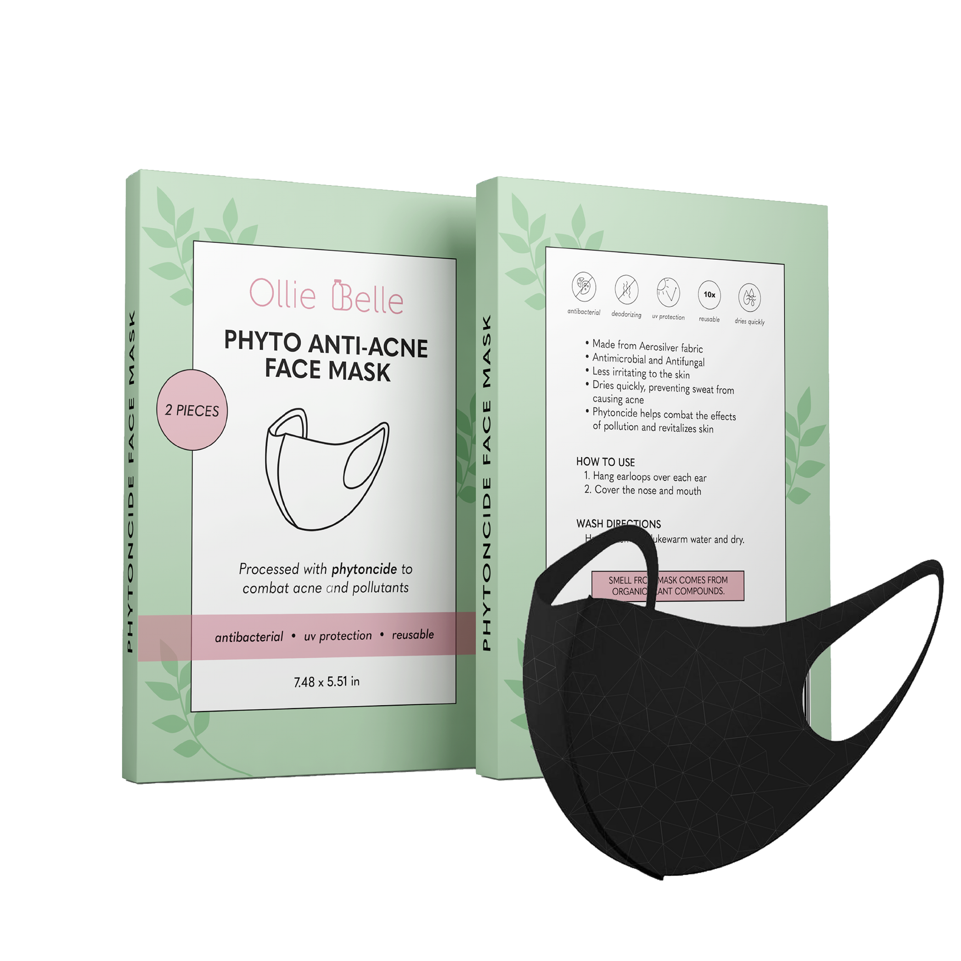 ollie belle phyto anti-acne face mask black