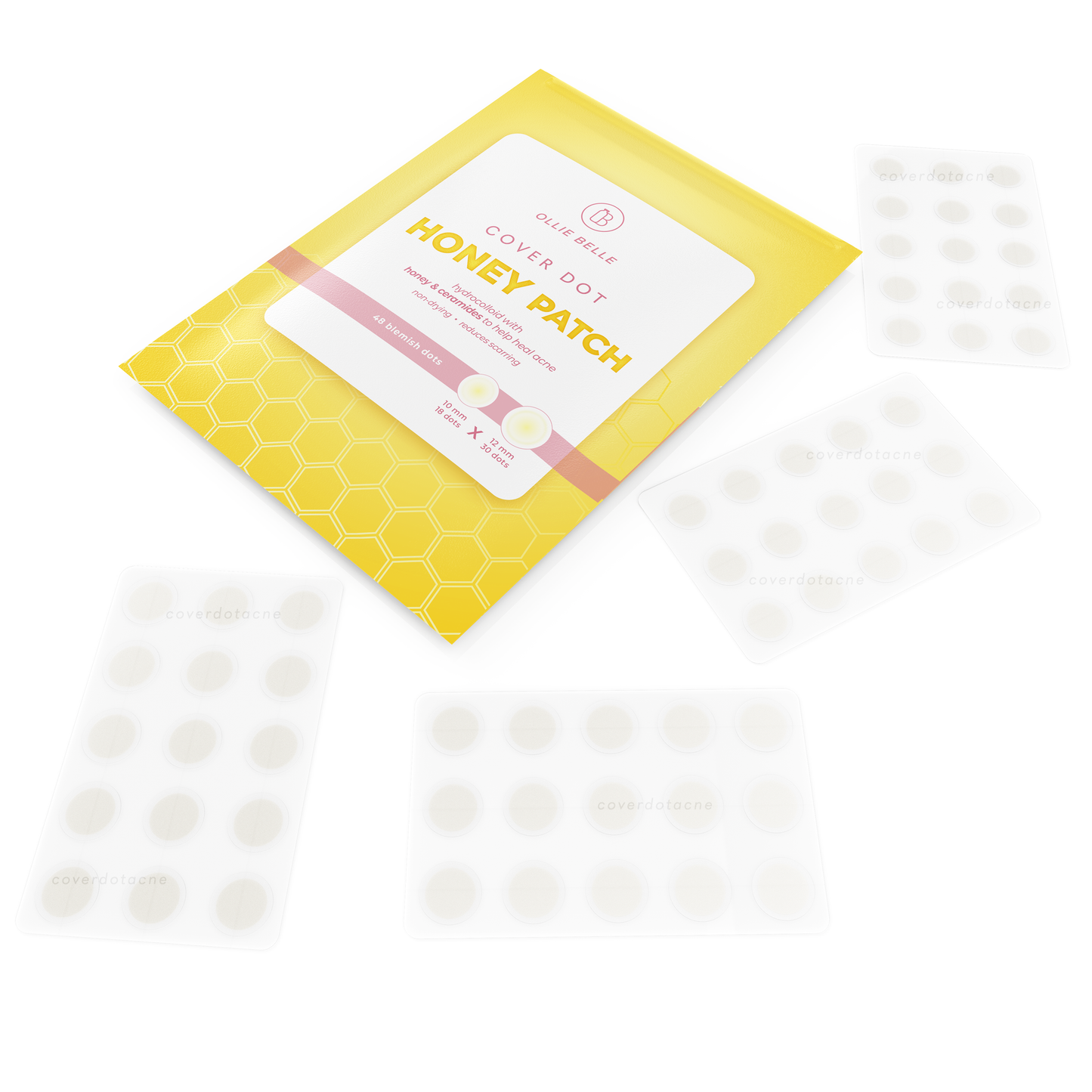 Cover Dot Honey Patch 48 Hydrocolloid Acne Patches Infused with Honey 2 Sizes 10mm and 12mm